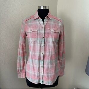 Toad & Co Airbrush LS Deco Shirt Plaid Red Green